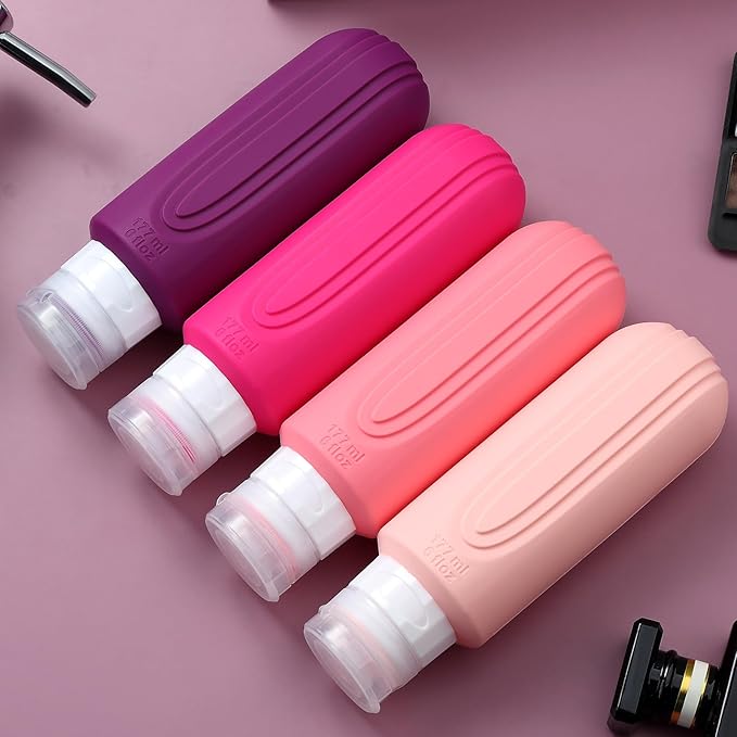Mrsdry Travel Bottles for Toiletries, Large 6oz Oversize Containers, BPA Free Leak Proof Tubs Refillable Liquid Traveler Accessories with Toiletry Bag for Cometic Shampoo and Lotion Soap (4 Pack)