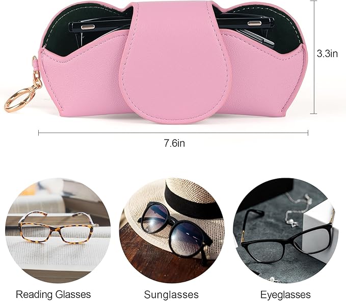 KINIVA Sunglasses Holder for Car Visor Faux Leather Glasses Case with Detachable Clips for Car Visor Automotive & Travel