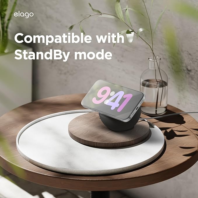 elago MS2 Charging Stand Compatible with MagSafe Charger - Premium Silicone, Compatible with iPhone 17/16/15/14/13/12 Series, Designed for MagSafe Stand [Black] [Charging Cable Not Included]