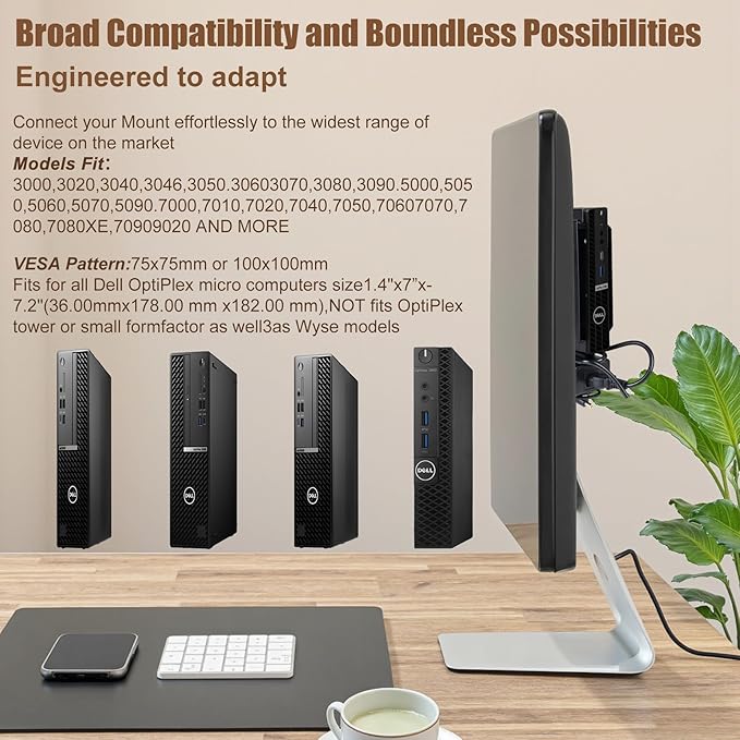 Dual VESA Mount for Dell OptiPlex Micro,Wall Dual VESA and Under Desk Mount Fits Dell Micro Pro,Plus MFF,Support VESA Dell Micro Mount for Monitor Arms and Wall Mounts with 75x75mm&100x100mm Mounting