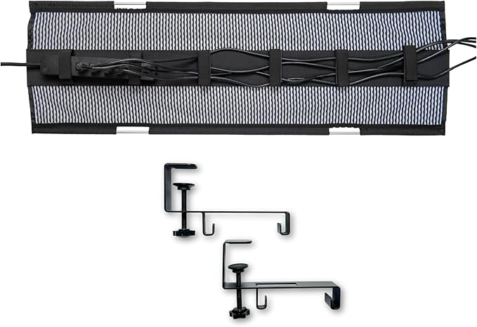 PERFECT POSTURE Mesh Cable Organizer – Clamp-Mounted Under Desk Cable Management, Flexible Mesh, Easy-Access Design, & Standing Desk Compatible – 38” (White)