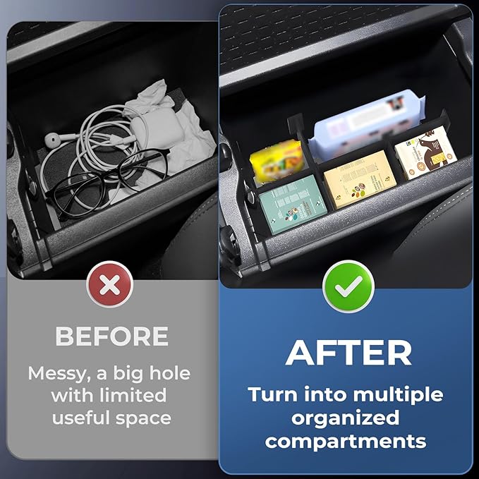 Center Console Dividers Organizer Compatible with Toyota RAV4 2026, Interior Accessories Armrest Box Insert Storage Dividers for 2026 RAV 4, Black