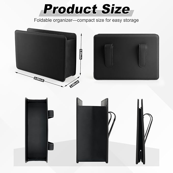 SINGARO Car Door Trash Can, Leather Vehicle Trash Bin, Mini Dustbin Garbage Container Can with 30 Pcs Trash Bags, Foldable Car Storage Bag Organizer, Car Accessories Interior for Women Men, Black
