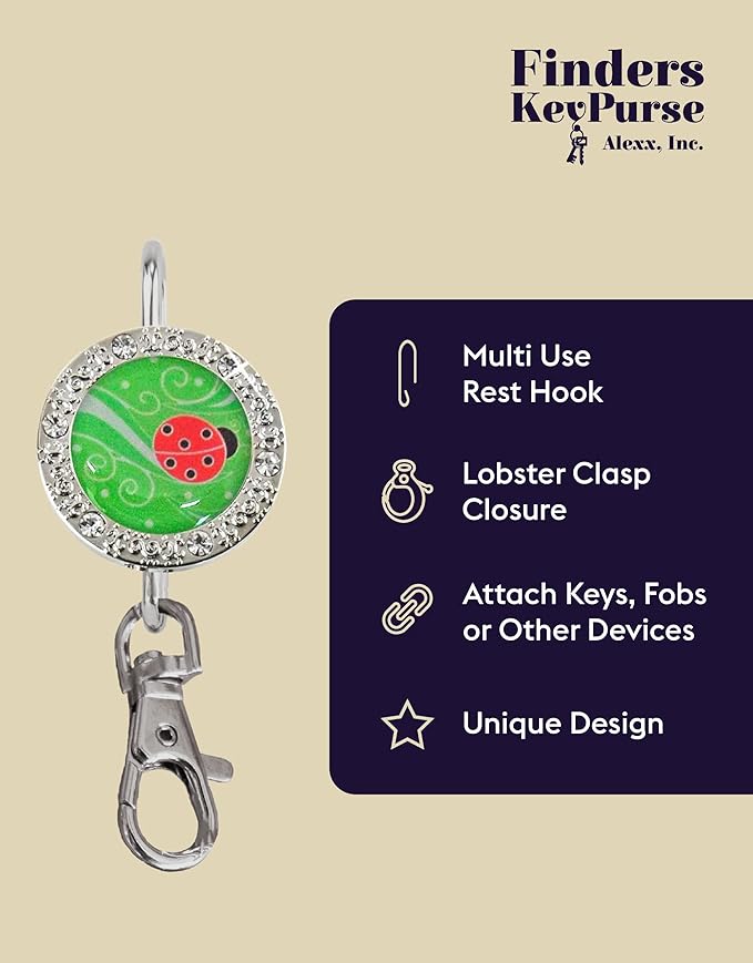 Women’s Bag Charm Key Finder, Car Keychain Hook, Cute Purse Organizer & Tote Bag Accessories, Gifts for Mom - Bling
