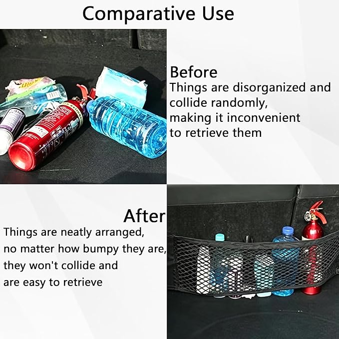 2PCS Car Cargo Net with Adhesive Tape,Storage Mesh Pocket(9.8×23.6in)