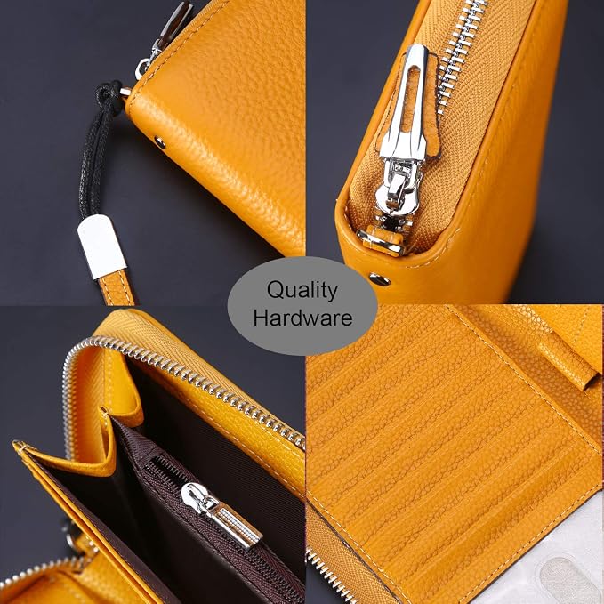 Lavemi Small Compact Women Wallet RFID Blocking Genuine Leather Bifold Purse with ID Windows