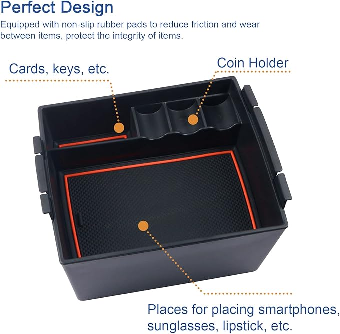 Double Layer, 2022-2025 2026 Maverick Center Console Organizer for Ford Maverick (XL/XLT/Lariat/Tremor/Lobo), Durable ABS Plastic Console Tray Insert 2024 Maverick Hybrid Accessories (Orange)
