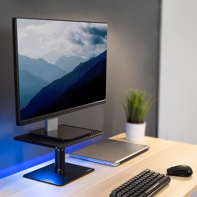 VIVO Universal Height Adjustable Ergonomic Computer Monitor and Laptop Riser Tabletop Desk Stand, Black, STAND-V000SB