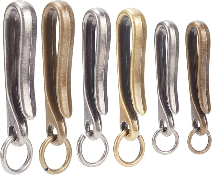 WEBEEDY 6Pcs Japanese Fish Hook Keychain, U Shape Key Hook Car Keychain Key Ring Wallet Holder Belt Clip, 3 Colors