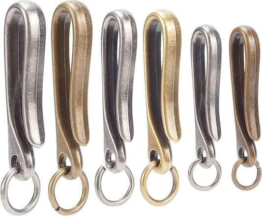 WEBEEDY 6Pcs Japanese Fish Hook Keychain, U Shape Key Hook Car Keychain Key Ring Wallet Holder Belt Clip, 3 Colors