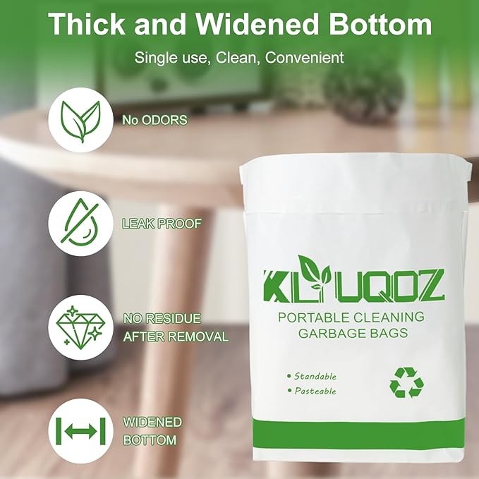 Disposable Cars Trash Bags Standable Car Garbage Bag Self Adhesive travel trash bag for Cars Kitchens Bedrooms Offices Travel and Camping Open Top Cleaning Bags (10.1 * 2.3 * 7.6 in) (100)