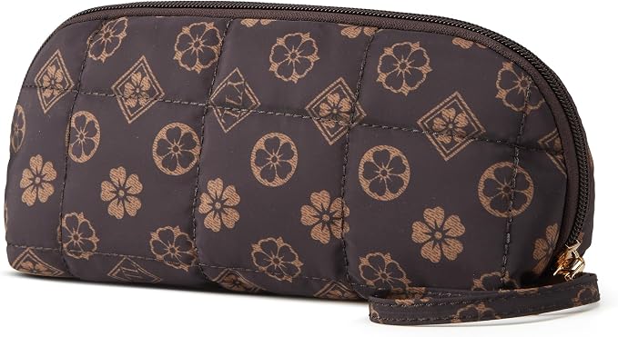 YTL Travel Makeup Bag, Puffer Cosmetic Bag for Women, Waterproof Puffy Padded Make Up Bags, Flat Open Portable Organizer Case Toiletry Bag Pouch Purse for Skincare, Brushes & Travel Essentials