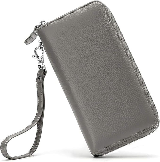 Moflycom Womens Wallet RFID Blocking Genuine Leather Zip Around Wallet Clutch Wristlet Travel Long Purse for Women