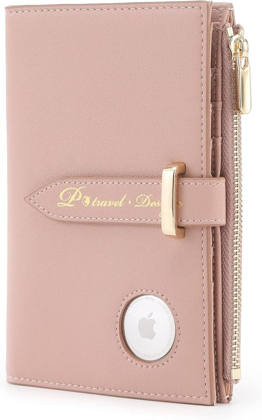 Passport Holder for Family,RFID Travel Document Organizer for Women,RFID Passport Wallet with Airtag Holder,Family Passport Protector Case, Anti-Lost Travel Essentials(Air tag Not Included)