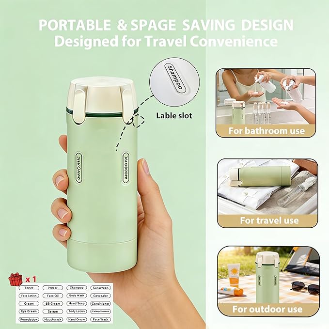 4 in 1 Travel Dispenser Bottle, 4 Pack 30ML Travel Bottles for Toiletries, Leakproof Refillable Pump Containers, TSA Approved Travel Size for Shampoo Lotion Conditioner, Travel Essentials