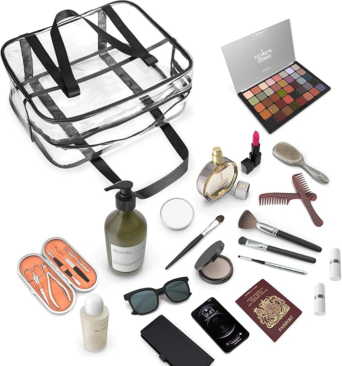 ONEGenug Clear Toiletry Bag Thick Transparent Cosmetic Bag Waterproof Makeup Artist Large Bag Diaper Case Luggage Organizer Storage Easy Clean Large