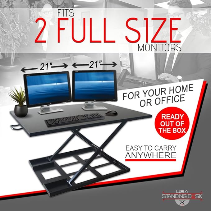 Standing Sit and Stand Up Desk - Easy Height Adjustable Table Jack Desk Converter with Huge 32" x 22" Instantly Convert Any Variable Portable Computer Monitors for Work Home by Elevating in Seconds