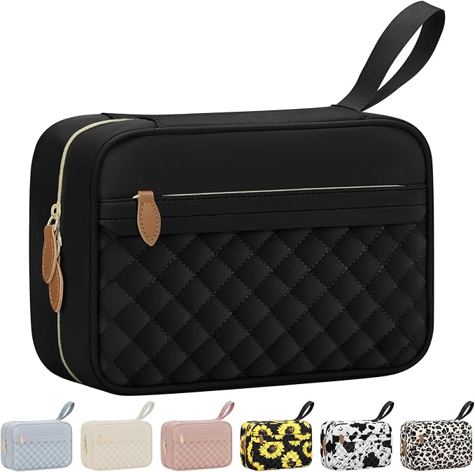 Vankor Large Travel Toiletry Bag for Women with Hanging Hook, Waterproof TSA Approved Cometic Toiletry Bag Organizers Leakproof Make up Bags for Women Black