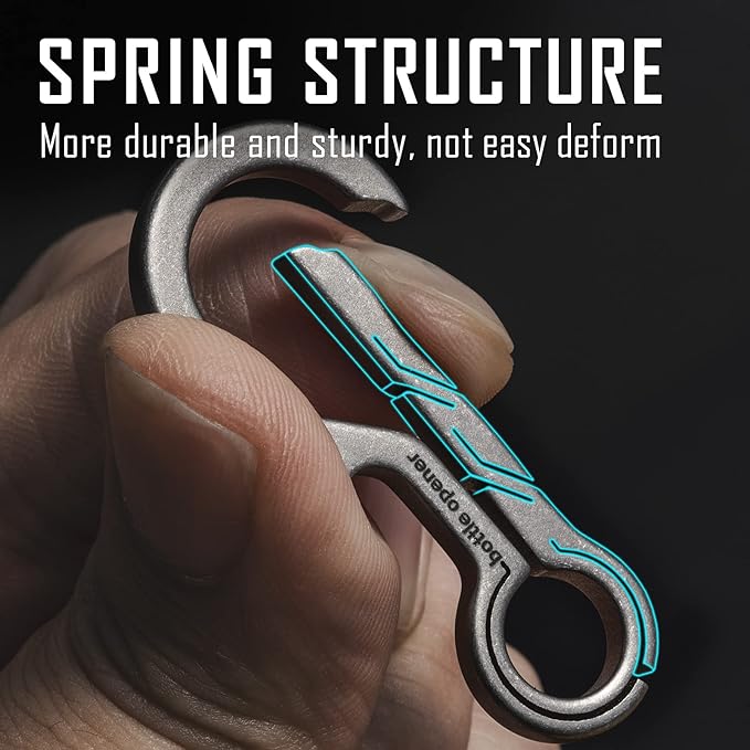 KeyUnity KM01 Titanium EDC Keychain Clip with Bottle Opener, Quick Release Carabiner Key Ring Holder for Men