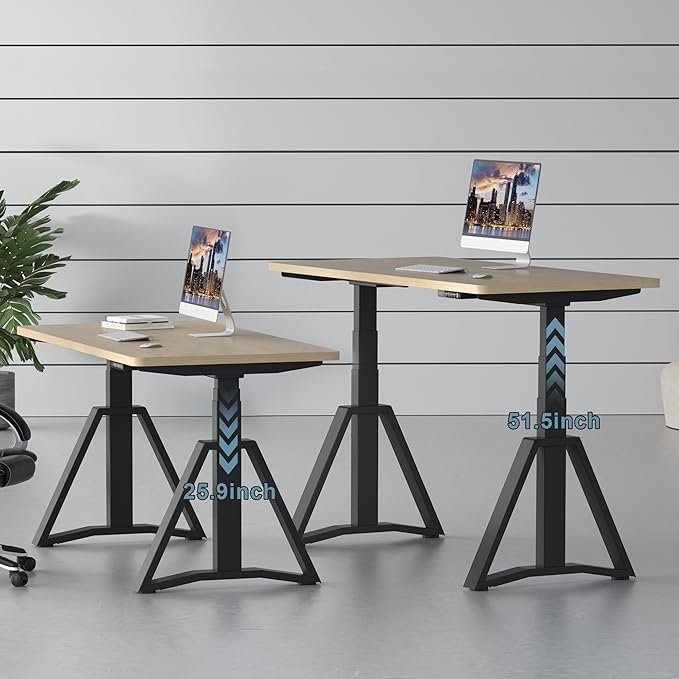 Fromann Standing Desk Frame Dual Motors 3 Stages Electric Height Adjustable Sitting Stand Up Desk Base Legs Only (Black)