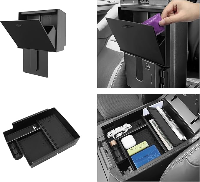 Hellet 2PCS Center Console Organizer Compatible with Toyota 2010-2020 2021 2022 2023 2024 4Runner Interior Accessories Storage Box Organizer Tray Hidden Storage Box