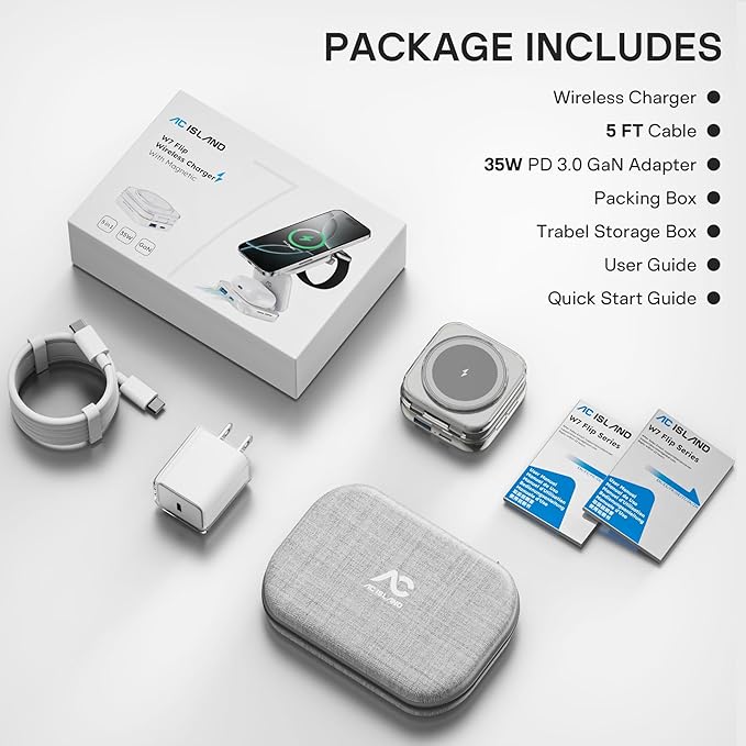 5-in-1 Wireless Charger for MagSafe, AC ISLAND Portable Travel Charging Station, 35W Max Fast Foldable Magnetic Stand, Evolved for iPhone 17-12 & Air Series, Apple Watch, AirPods (with 35W Adapter)