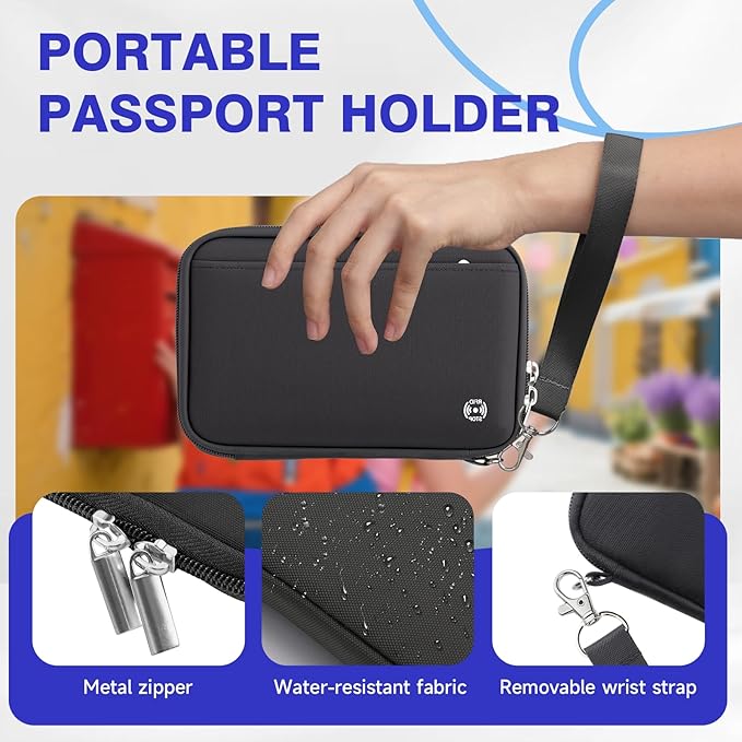 WALNEW Family Passport Holder for 5 - Large Travel Organizer Holds up to 6 Passports, RFID Blocking Water Resistant Document Wallet for Cards, Tickets, Boarding Passes