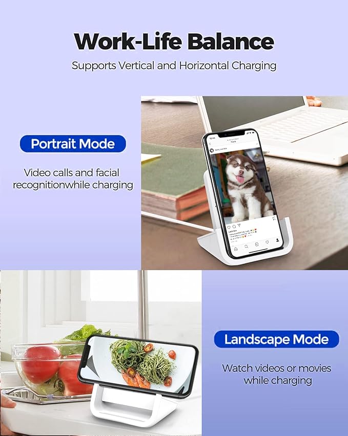 Wireless Charger YUWISS Wireless Charging Stand Cordless Charger 10/7.5/5W Compatible with iPhone 14 13 12/12 /11Pro Max/XR/XS Max/XS/X/8/8Plus Galaxy S22/S21/S9/S9+/S8/S8+ Note