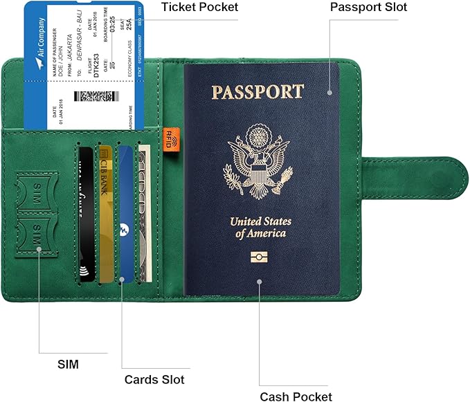 Passport Holder for Travel Women and Men RFID Passport Holder with Card Slots Holder Passport Case Passport cover Passport Wallet Travel Essentials and Accessories