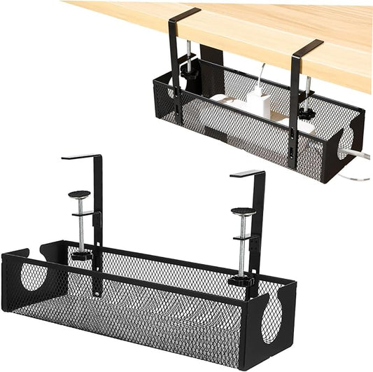Veemoon Under Desk Cable Organizer Tray Capacity Metal Wire Storage for Home Installation Sturdy Design for Tidy Cord Management and Organization