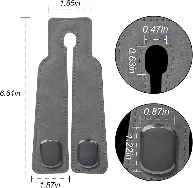 Car Seat Hooks for Headrest, Car Purse Hook & Back Storage Hook, Zinc Alloy & Suede Material Heavy Duty Car Hooks for Purses and Bags,Universal Fit for Most Vehicles ((Grey-2 Pack)