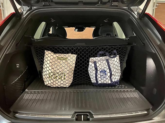 Trunk Organizer Cargo Net for Volvo XC60 2018-2026 – Envelope Style Cargo Net for SUV – Premium Mesh Elastic Car Trunk Organizer Vehicle Carrier Storage – Compatible with XC60