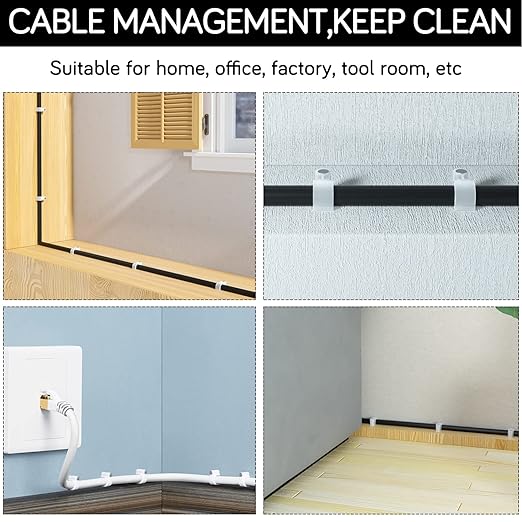 CableGeeker Cable Clips 100 Pieces Cat8 Cat7 Cat6 Ethernet Cable Clips with Nails 7mm Cord Holder for Circle Ethernet Cable (White)