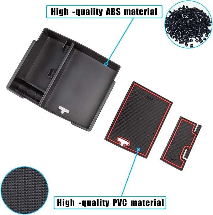 Center Console Organizer Compatible with 2024 2025 2026 Toyota Tacoma Console Armrest Storage Box Interior Insert Storage Tray Secondary Accessories(Red)