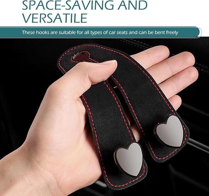 2 PCS Car Purse Hook, Cute Headrest Hooks, Seat Back Storage Holder, for Umbrellas Wallets Support, Multifunctiona Car Accessories (Black)