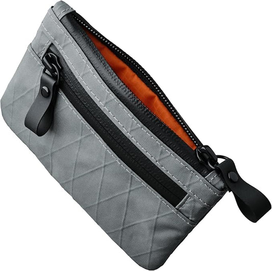 ALPAKA Zip Pouch Slate Grey X-Pac X21 - RFID-Blocking Small Cash and Card Zip Wallet with Carbon Neutral, Weatherproof Fabrics, EDC Pouch for Men Travel