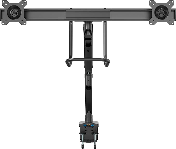StarTech.com Desk Mount Dual Monitor Arm with USB & Audio - Slim Adjustable Dual Monitor VESA Mount for up to 32" (17.6lb/8kg) Displays - Ergonomic Articulating - C-Clamp/Grommet (ARMSLIMDUAL2USB3)