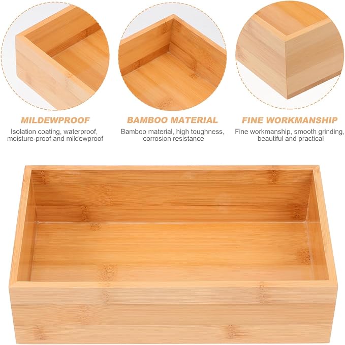 Uonlytech Storage Box for Desktop Sundries, Natural Wood Organizer Container, Home Décor Accent for Office and Living Room Storage