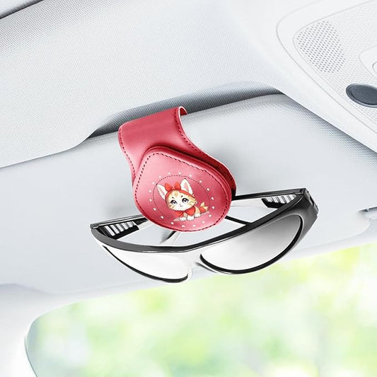 Sunglasses Holders Car Sun Visor for Anime, Magnetic Leather Glasses Eyeglass Hanger Clip for Car, Ticket Card Clip Eyeglasses Mount, Car Visor Accessories