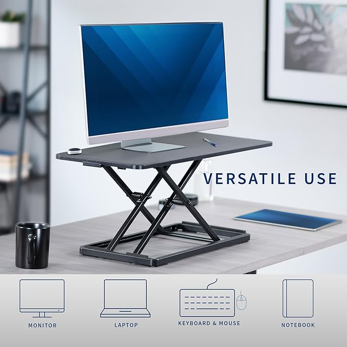 VIVO Single Top 30 inch Scissors Lift Keyboard and Mouse Riser, Height Adjustable Laptop Desk, For Ergonomic Sit Stand Workstations, Black, DESK-V030A