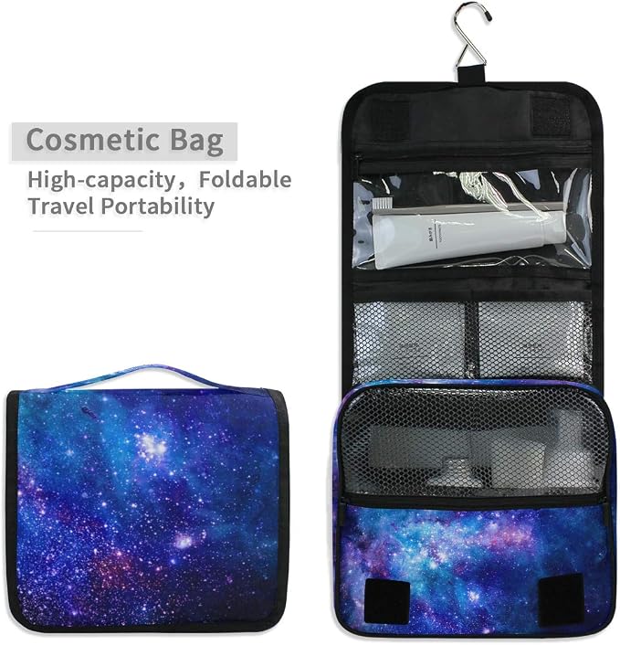 senya Hanging Travel Toiletry Bag Kit Makeup Case Cosmetics Organizer for Men Women (Nebula Gas Cloud Deep Outer Space)
