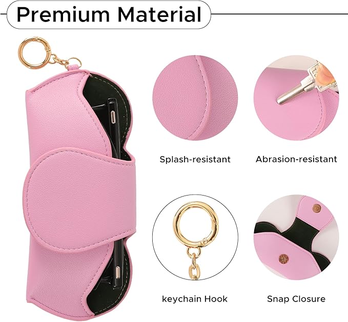 KINIVA Sunglasses Holder for Car Visor Faux Leather Glasses Case with Detachable Clips for Car Visor Automotive & Travel