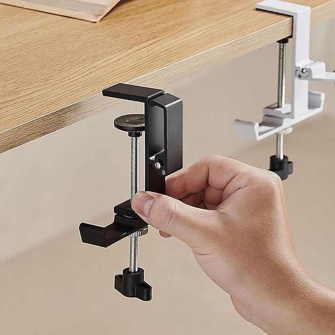 Heavyrain Adjustable Headphone Hanger for Desk | Under Monitor Hook for Headset, Game Controllers & Cables | No-Tool Mount with Silicone Pads | Durable Aluminum Alloy Wall Hooks for Hanging