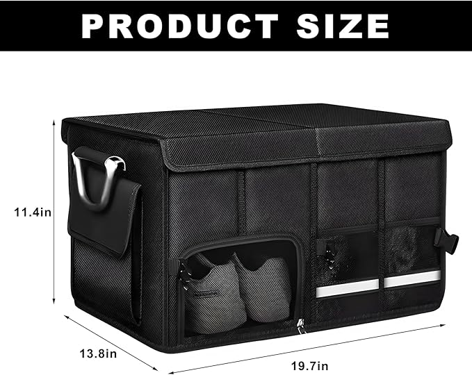 Car Trunk Organizer, 52L Collapsible Car Storage Waterproof Trunk Organizer with Lid & Handle, Multi Compartment Oxford Cargo Groceries Storage for Trucks SUVs Sedans