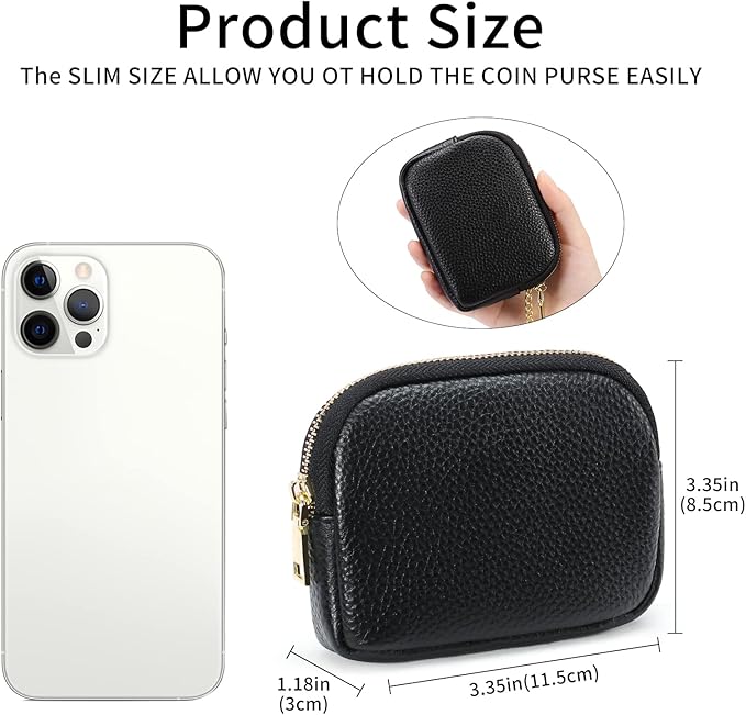 SENDEFN Mini Coin Purse Soft Leather Small Coin Pouch Purses Women Zipper Pocket with Key Ring