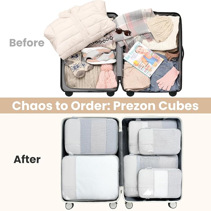 Compression Packing Cubes for Travel, Lightweight Vacation Travel Essentials, Travel Accessories for Suitcase Organizer Bags Set, Durable Luggage Organizer
