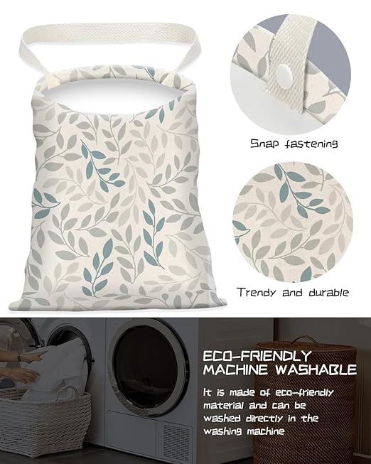 Car Trash Can, Seat Back Hanging Car Trash Bag, Cute Canvas Car Garbage Bag, Essential Car Trash Bin Car Organizers Boho White Leaf