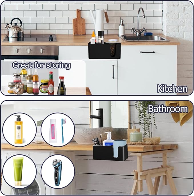 Yinqster 3-in-1 Clamp on Desk Organizer Cup Holder with Flexible Slots,Detachable Under Desk Storage for Cup, Phone & Pen,Computer Accessories and Office Supplies,Space Saving