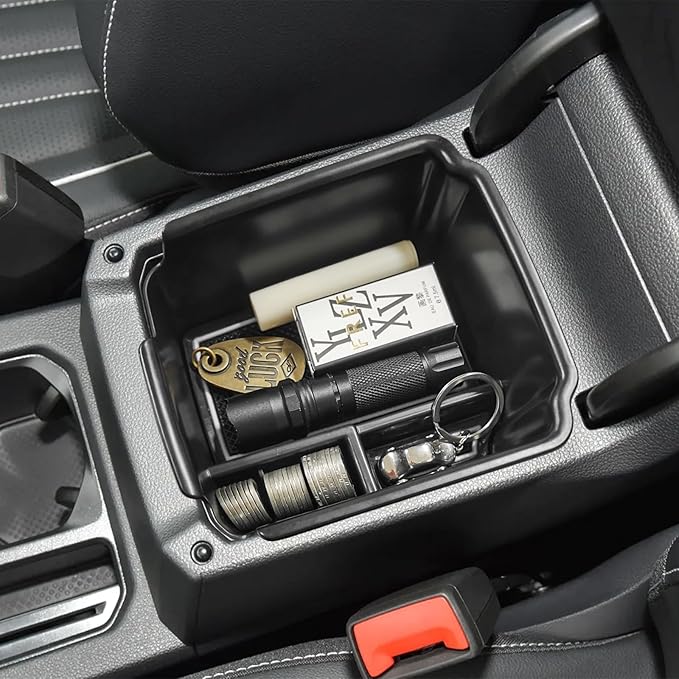HGWEI Center Console Organizer Compatible with VW Tiguan 2018 2019 2020 2021 2022 2023 2024 And Volkswagen Taos 2022-2025, ABS Insert Tray Armrest Storage Box Interior Accessories, White