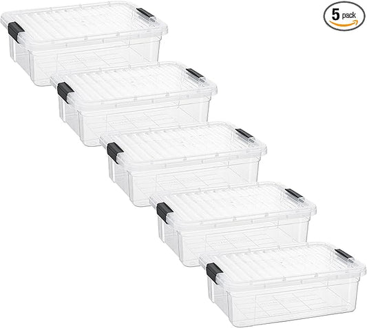 Superio Clear Storage Boxes with Lids, 7.4 Quart BPA Free Plastic Containers, Bins for Organizing, Stackable Crates, Organizer Totes for Home, Office, School, and Dorm